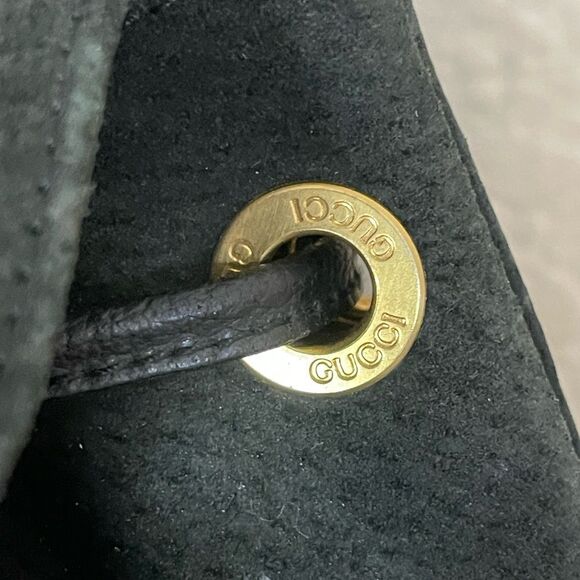 Gucci Black Suede Backpack with Bamboo Details - Picture 7 of 15